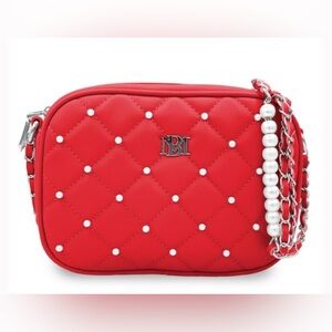 NWT! Badgley Mischka Diamond Quilt Pearl Crossbody Bag
